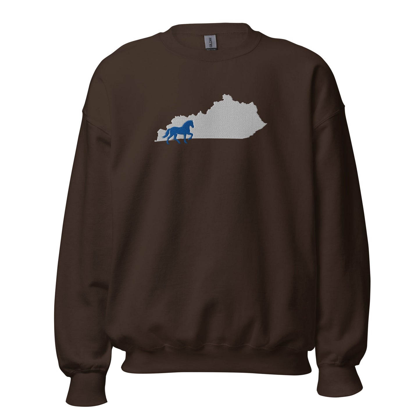 Bluegrass Outline Sweatshirt | Embroidered Horse & Kentucky Silhouette
