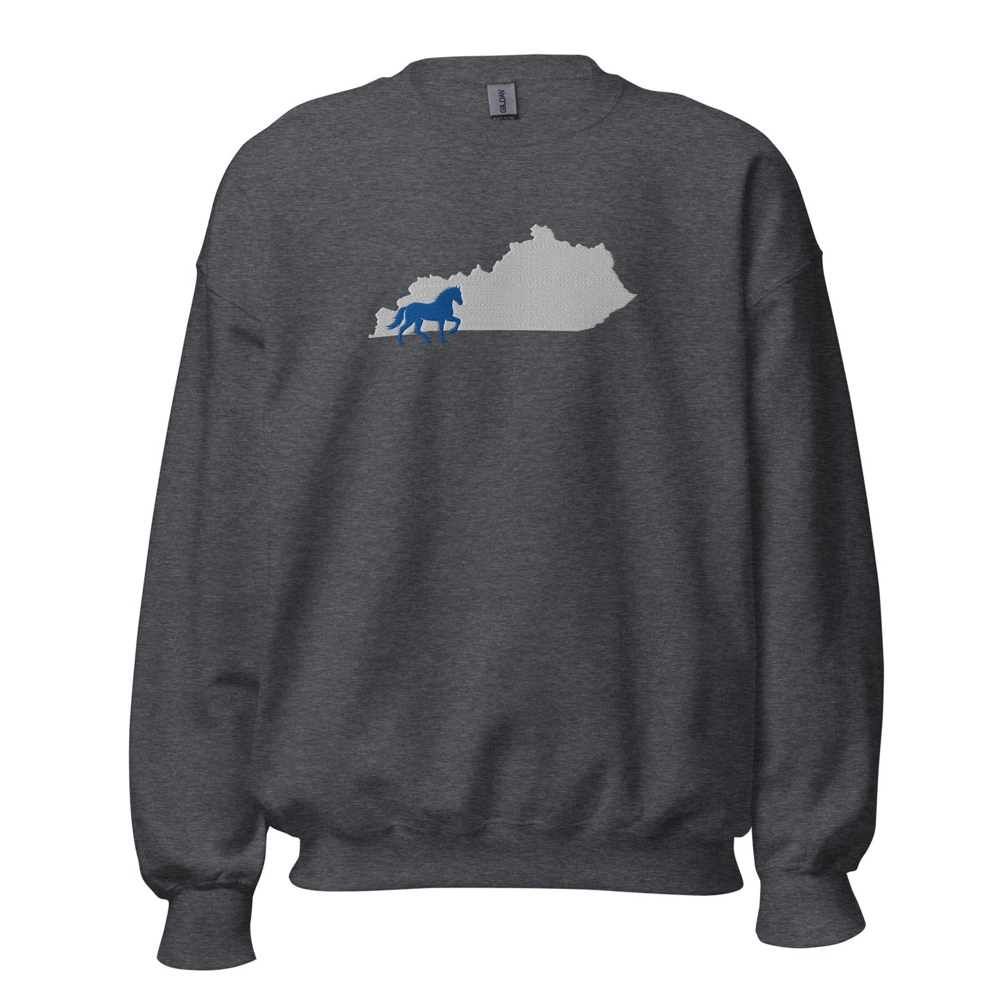 Bluegrass Outline Sweatshirt | Embroidered Horse & Kentucky Silhouette