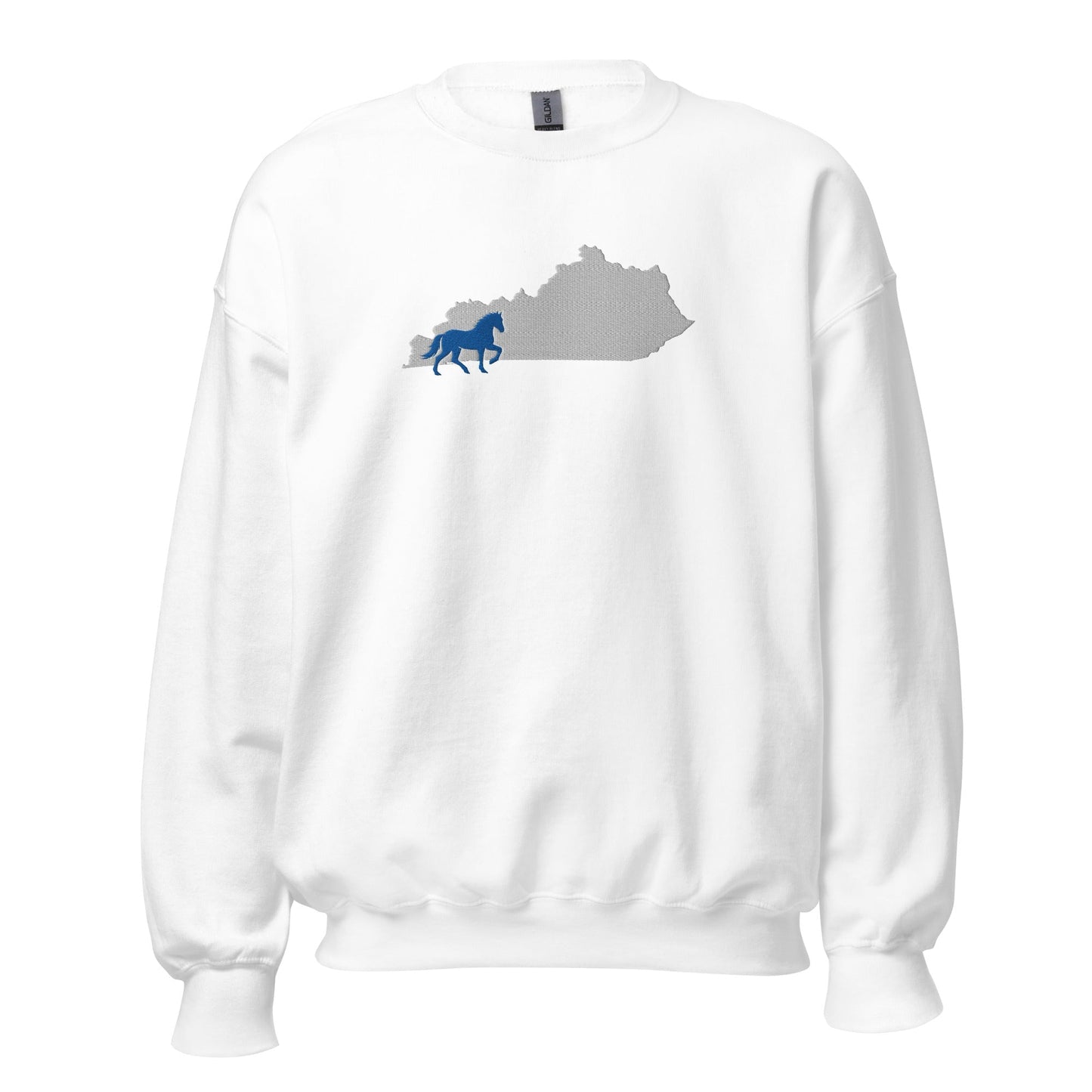 Bluegrass Outline Sweatshirt | Embroidered Horse & Kentucky Silhouette