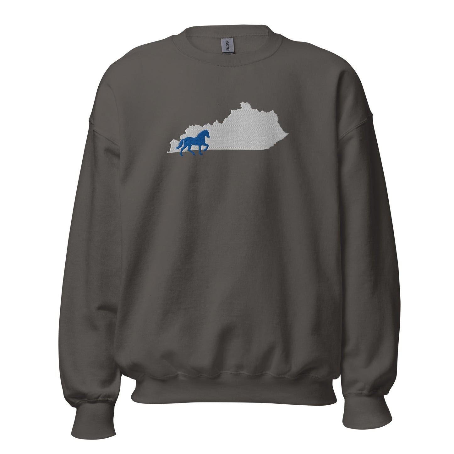 Bluegrass Outline Sweatshirt | Embroidered Horse & Kentucky Silhouette