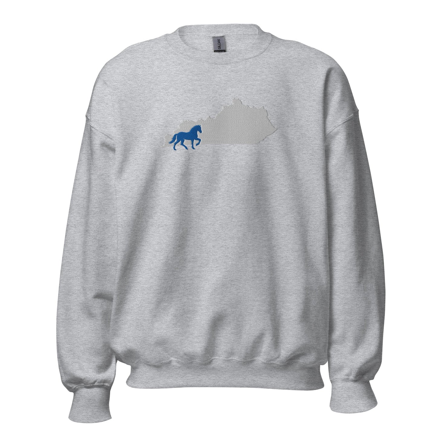 Bluegrass Outline Sweatshirt | Embroidered Horse & Kentucky Silhouette