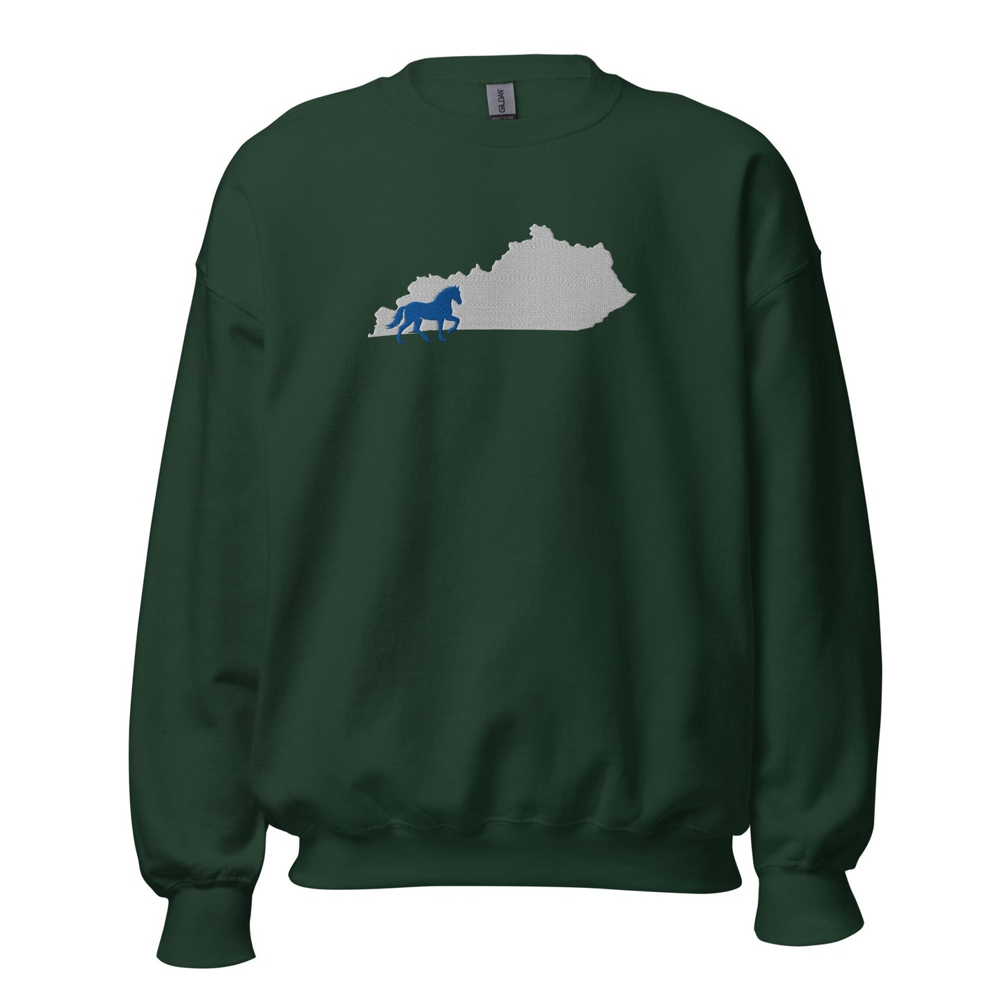 Bluegrass Outline Sweatshirt | Embroidered Horse & Kentucky Silhouette