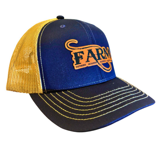FARM Leather Patch Hat - Navy/Gold