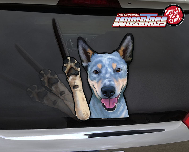 Blue Heeler "Shiloh" Waving Dog WiperTags