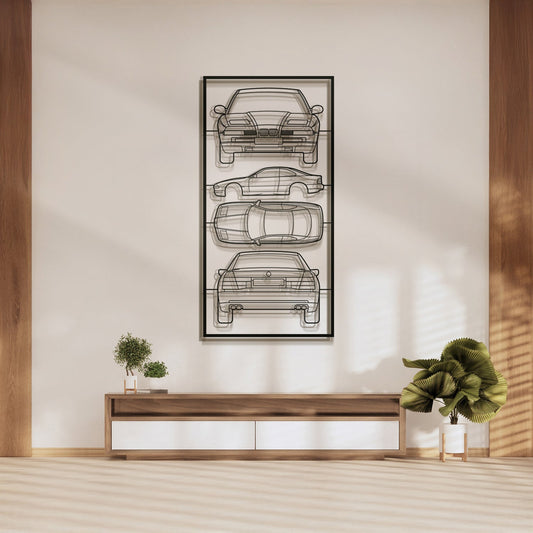 1989 8 Series 850CSi (E31) Quad Profile Metal Frame Silhouette - MT1428