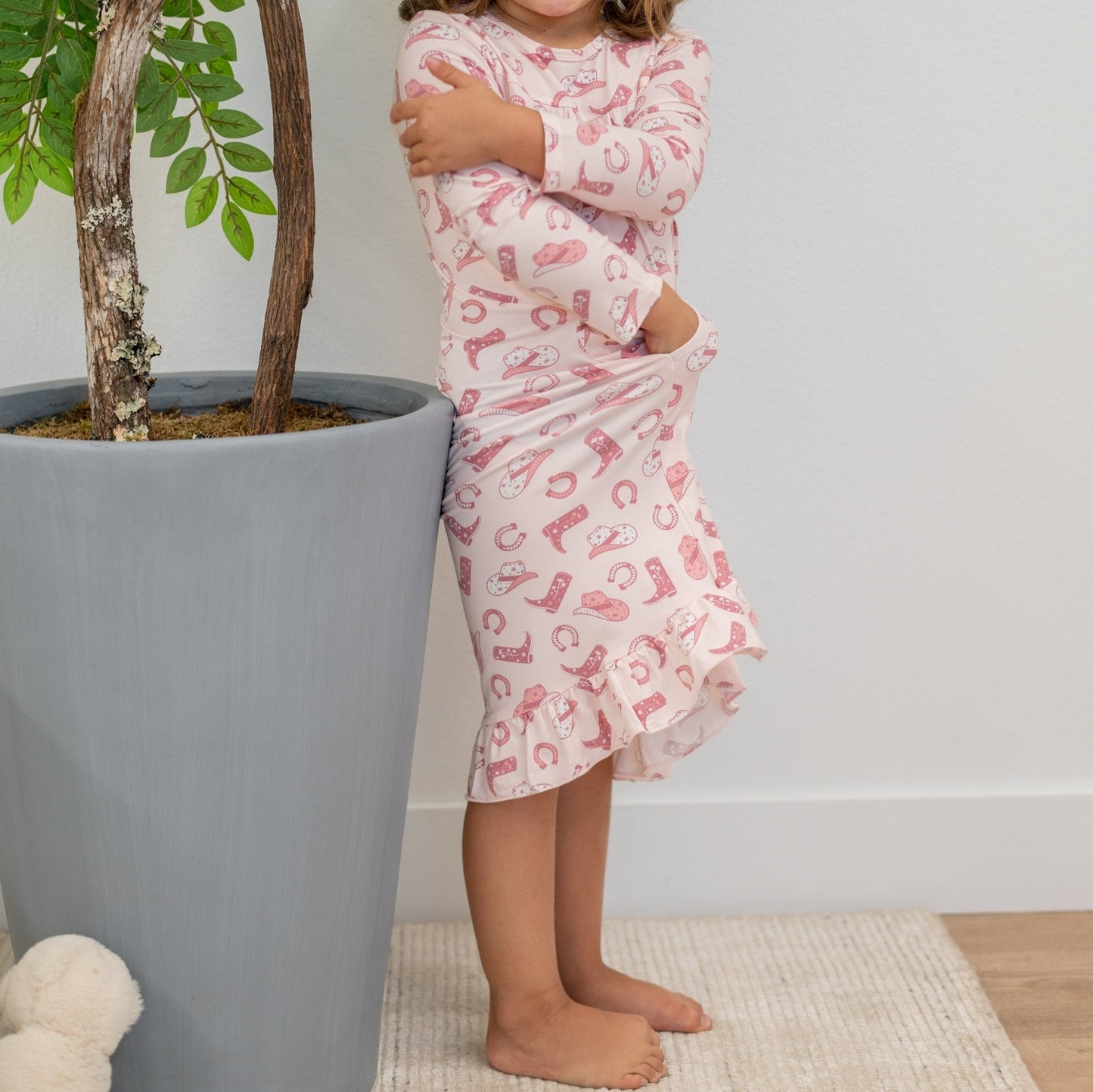 Pink Western Boots Pocket Dress