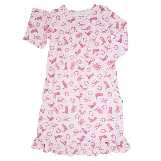 Pink Western Boots Pocket Dress