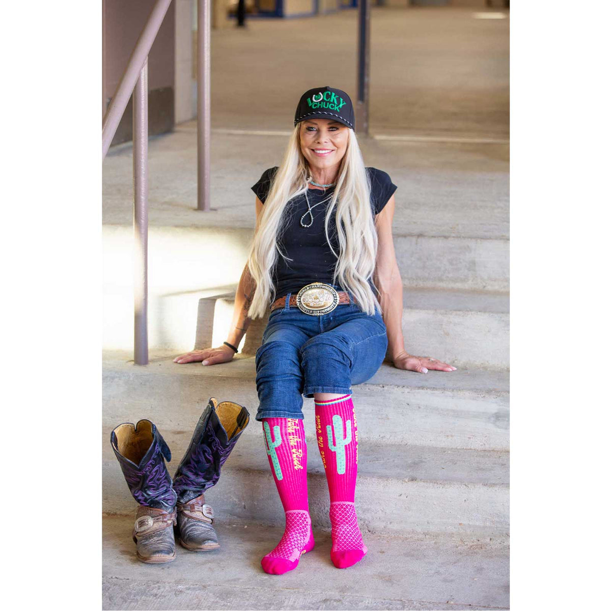 Take the Risk Hot Pink Performance Boot Socks