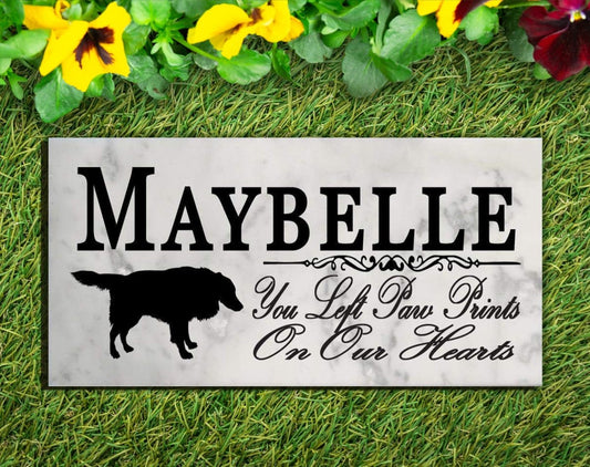 Border Collie Memorial Marble Stone Plaque Personalized Pet Dog Garden Rock or Grave Marker