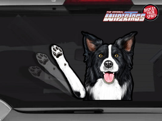 Border Collie Riley Dog Waving WiperTags