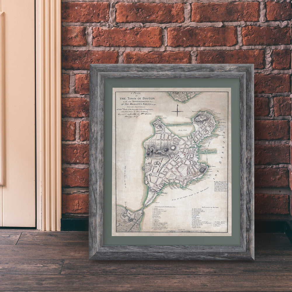 Colonial Boston Vintage 1775 Map Print