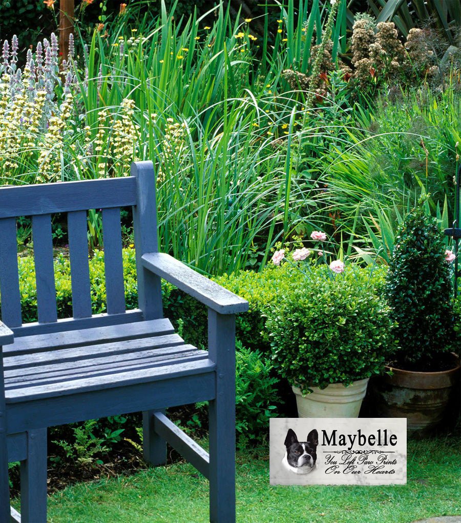 Boston Terrier Memorial Marble Stone Plaque Grave Marker or Garden Plaque