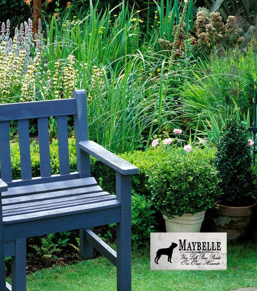 Boston Terrier Memorial Marble Stone Plaque Personalized You Left Paw Prints On Our Hearts