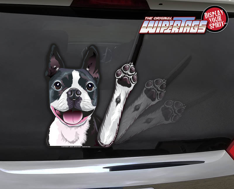Boston Terrier Waving Dog WiperTags