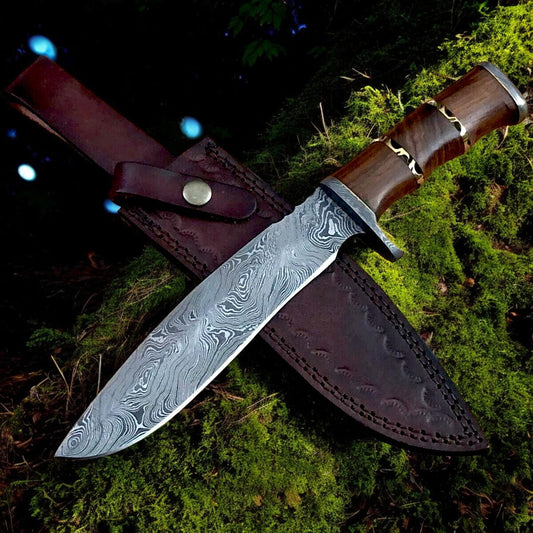 David Bowie Knife - Custom Handmade Damascus Steel & Rosewood Handle