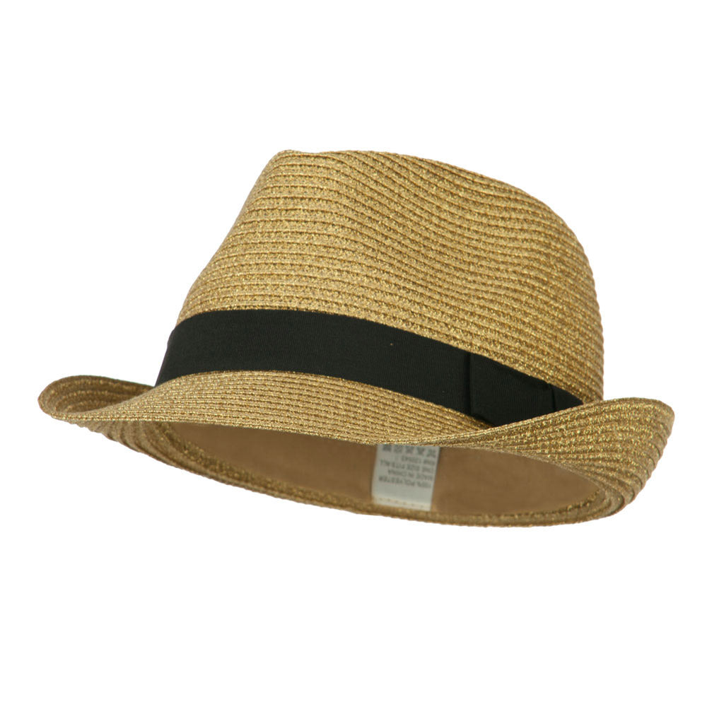 Women's Metallic and Black Ribbon Fedora