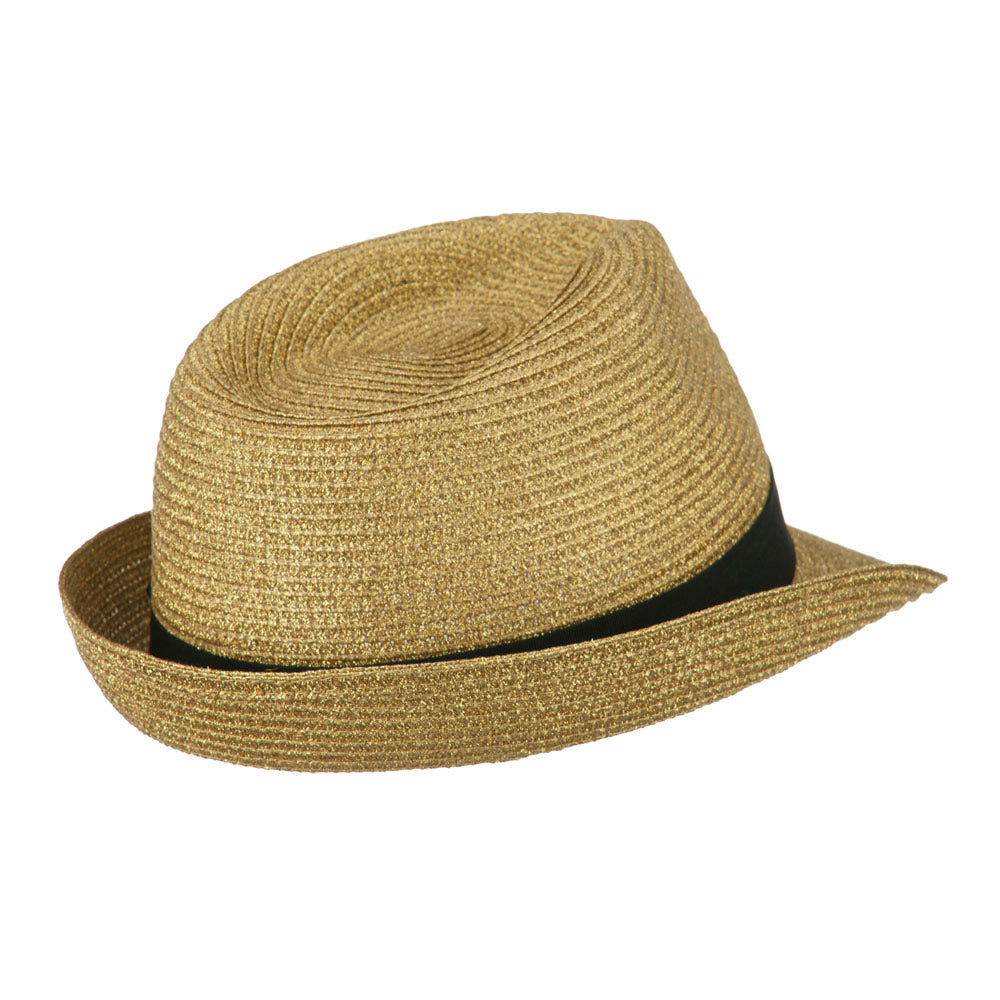 Women's Metallic and Black Ribbon Fedora