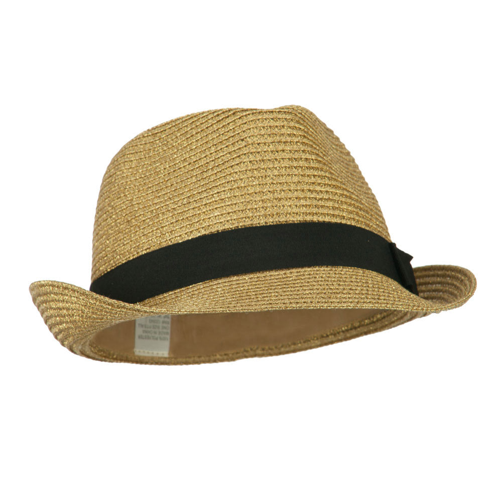 Women's Metallic and Black Ribbon Fedora