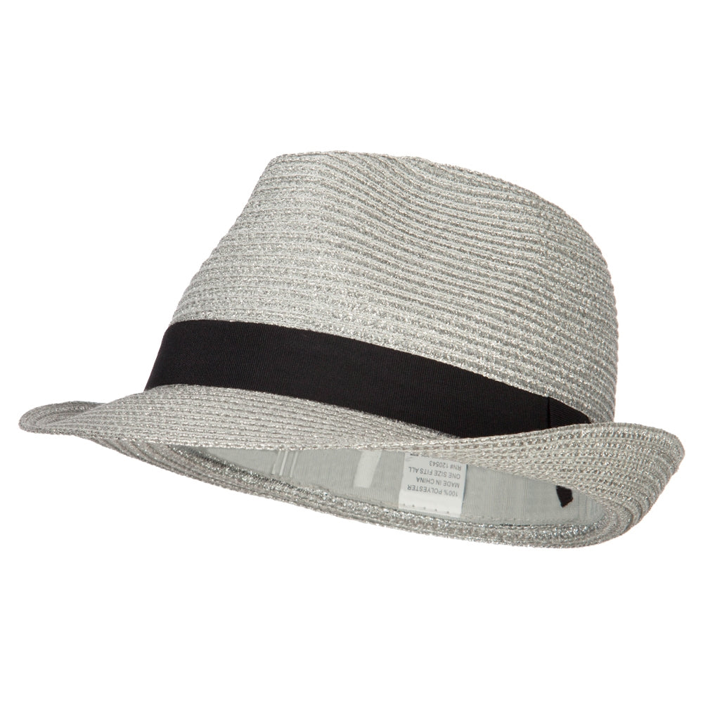 Women's Metallic and Black Ribbon Fedora