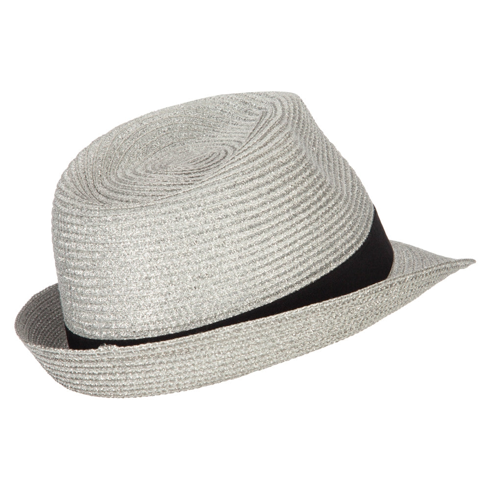 Women's Metallic and Black Ribbon Fedora