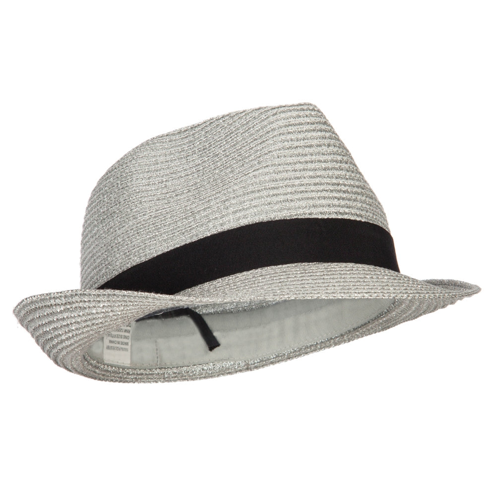 Women's Metallic and Black Ribbon Fedora