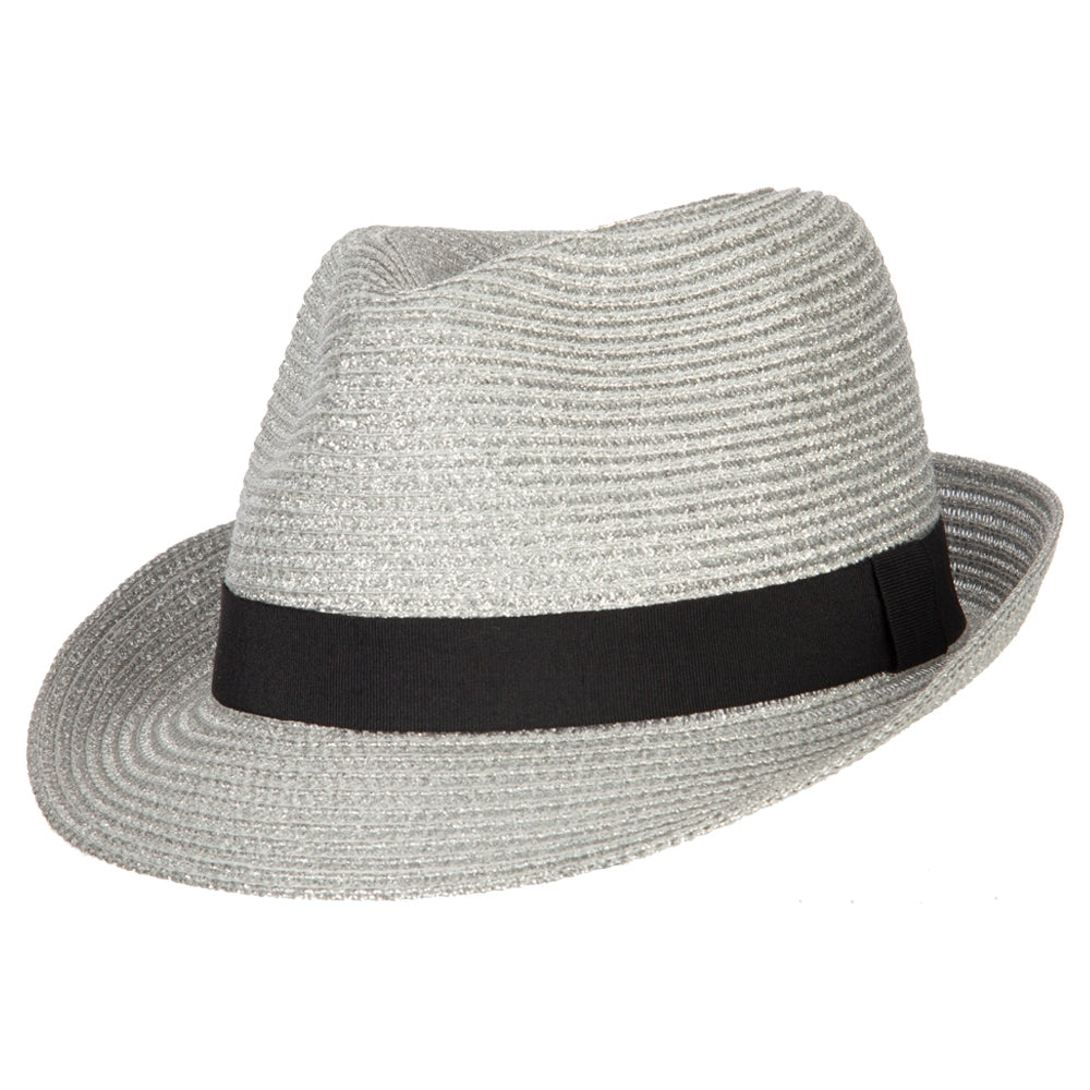 Women's Metallic and Black Ribbon Fedora