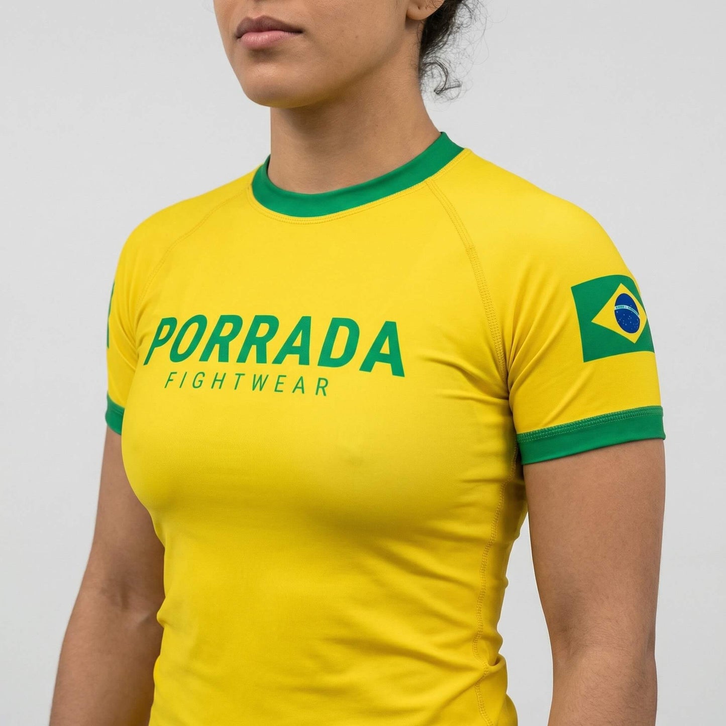 BRAZIL FLAG WOMEN SHORT SLEEVE RASH GUARD
