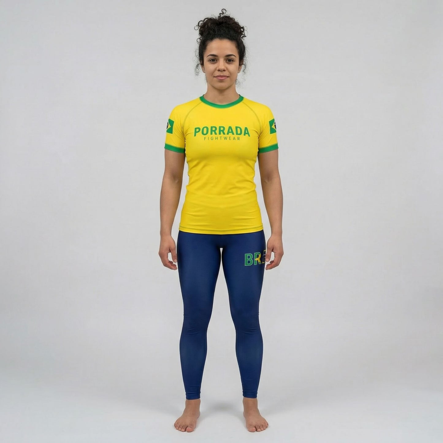 BRAZIL FLAG WOMEN SHORT SLEEVE RASH GUARD