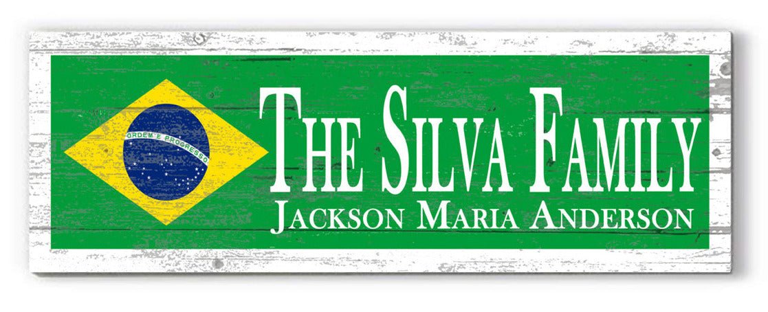 Brazilian Flag Family Name Sign Custom Brazilian Wedding Gift