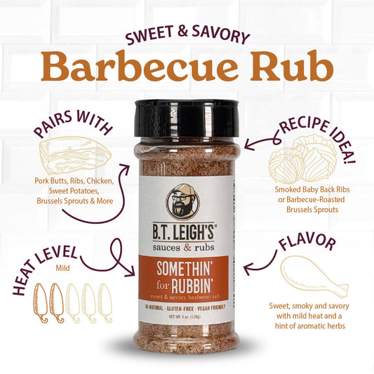 Somethin' For Rubbin' - Sweet & Savory Barbecue Rub - 6 oz Bottle