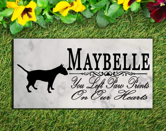 Bull Terrier Memorial Stone Plaque Personalized You Left Paw Prints On Our Hearts