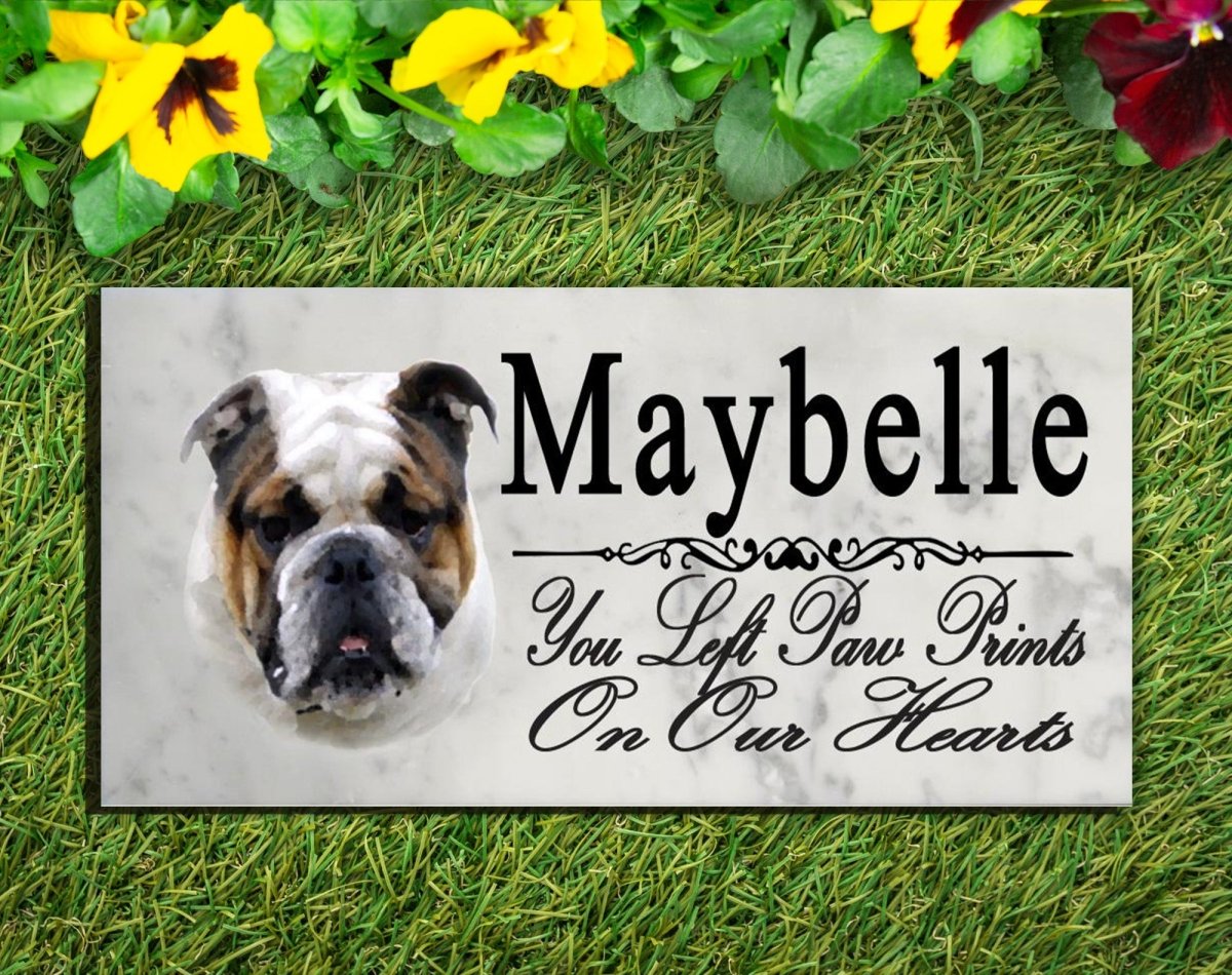Bulldog Memorial Stone Plaque Dog Grave Marker Pet Garden