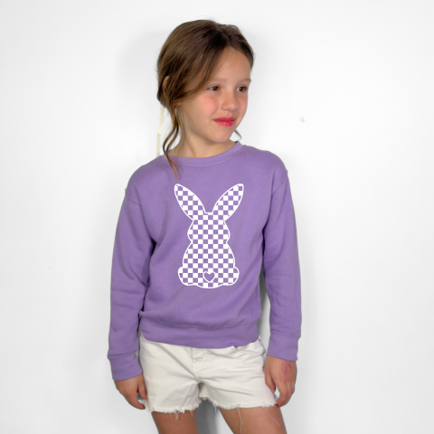 Checkered Bunny Toddler Crewneck Sweatshirt