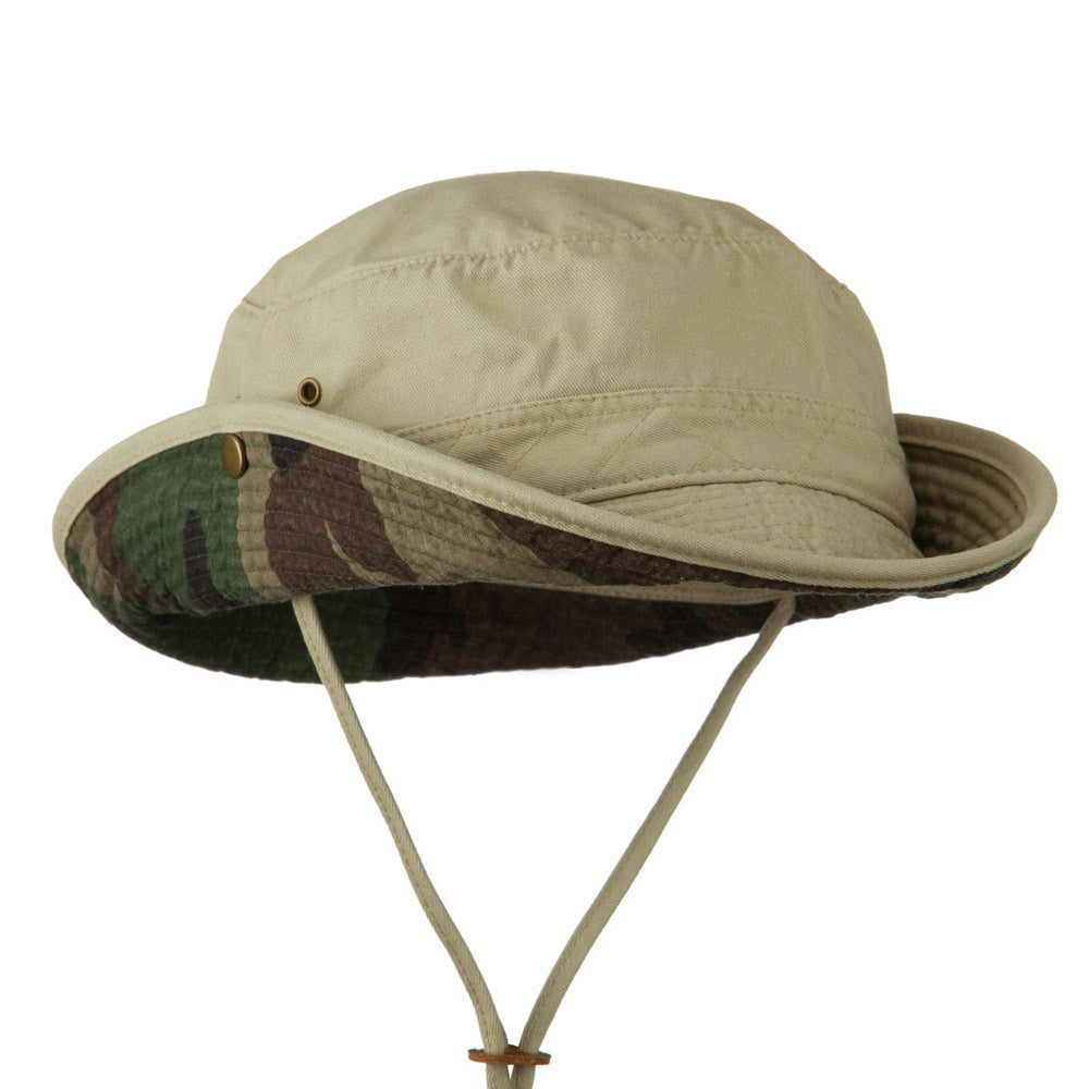Big Size Camouflaged Brim Cotton Washed Bucket Hat