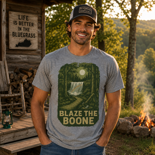 Blaze the Boone Tee | Kentucky Frontier Waterfall Shirt | Elite Tri-Blend