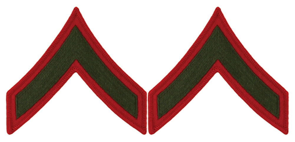 USMC Chevrons - GREEN on RED