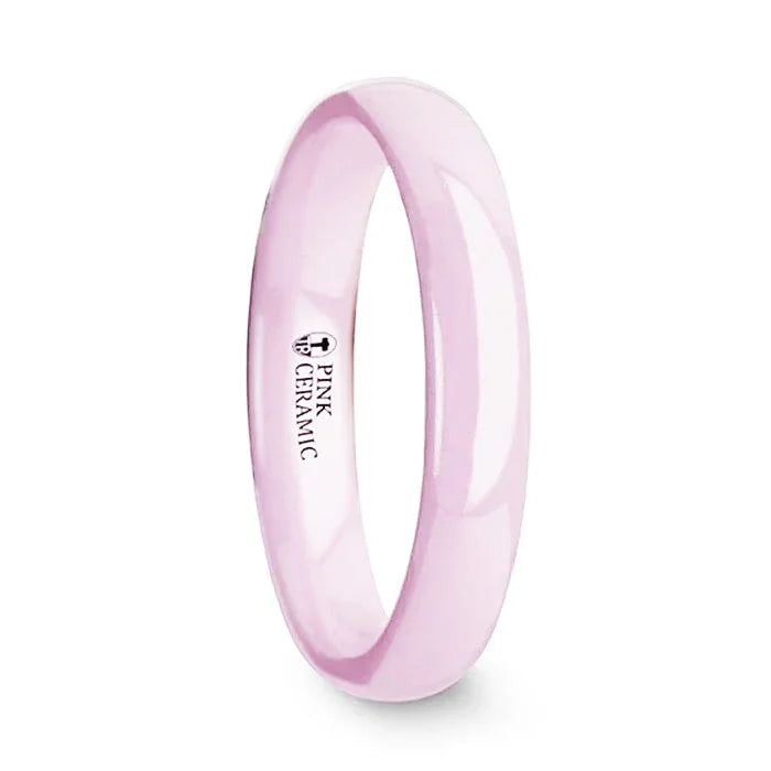 CORAL Domed Polish Finish Pink Ceramic Ring — 4mm