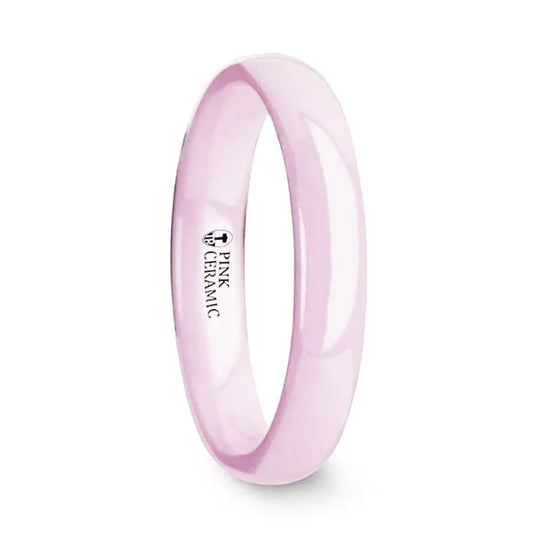 CORAL Domed Polish Finish Pink Ceramic Ring — 4mm