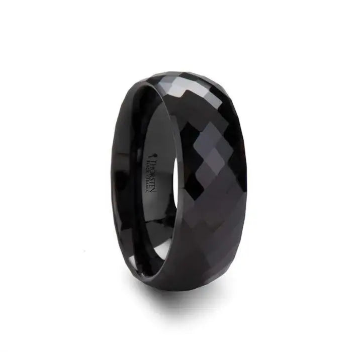 DRACO 288 Diamond Faceted Black Ceramic Ring - 2mm - 8mm