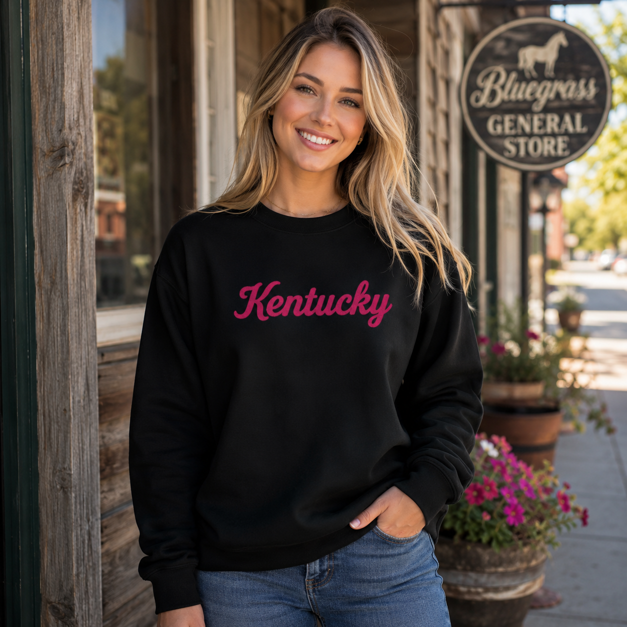 Kentucky Sweatshirt | Pink Script Premium Crew | Unisex Fleece