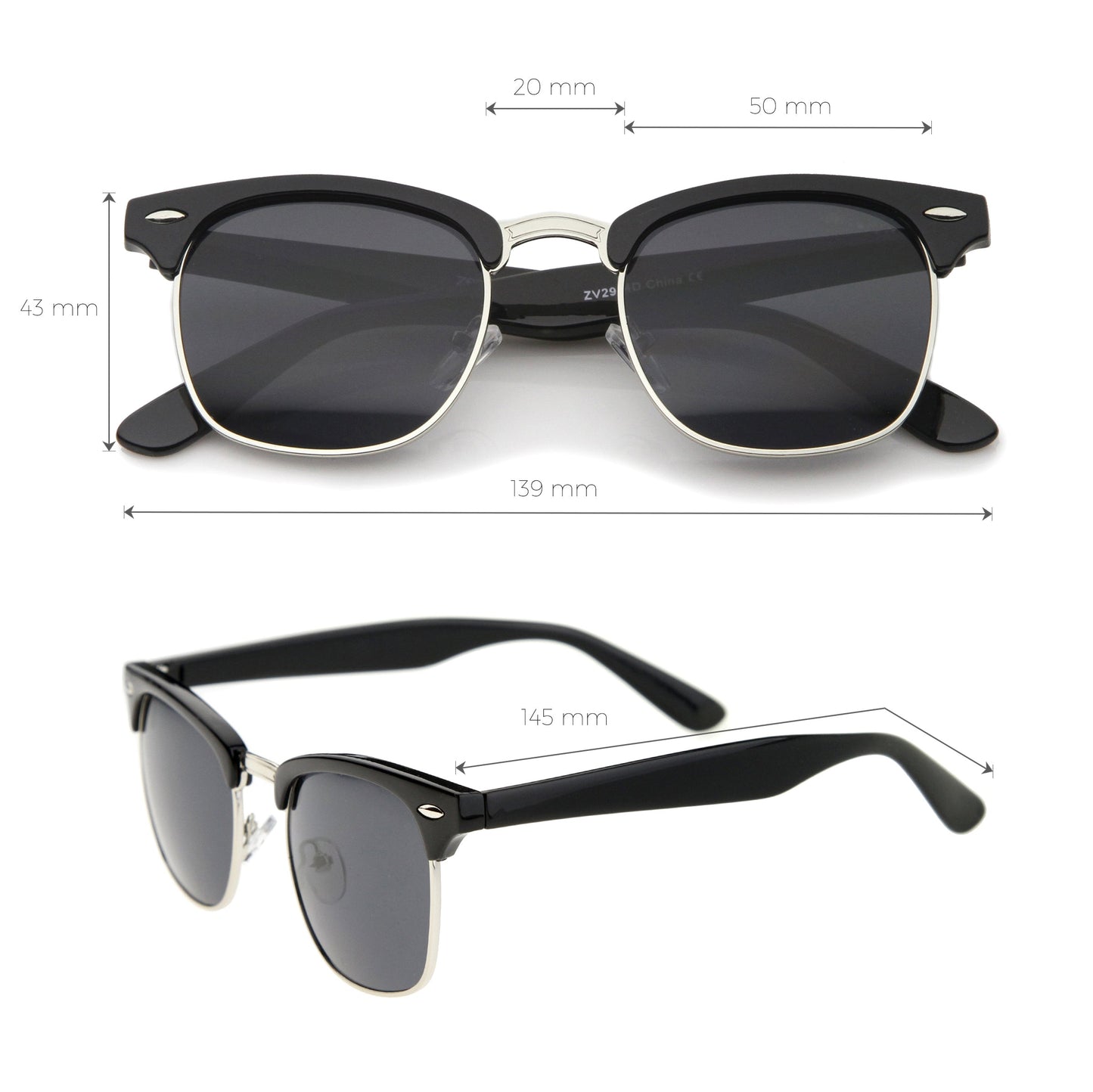 Classic Square Neutral Colored Lenses Horn Rimmed Sunglasses C771
