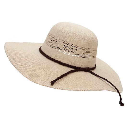 Tight Weave Braided Leather Tie 4.5" Wide Brim Hat