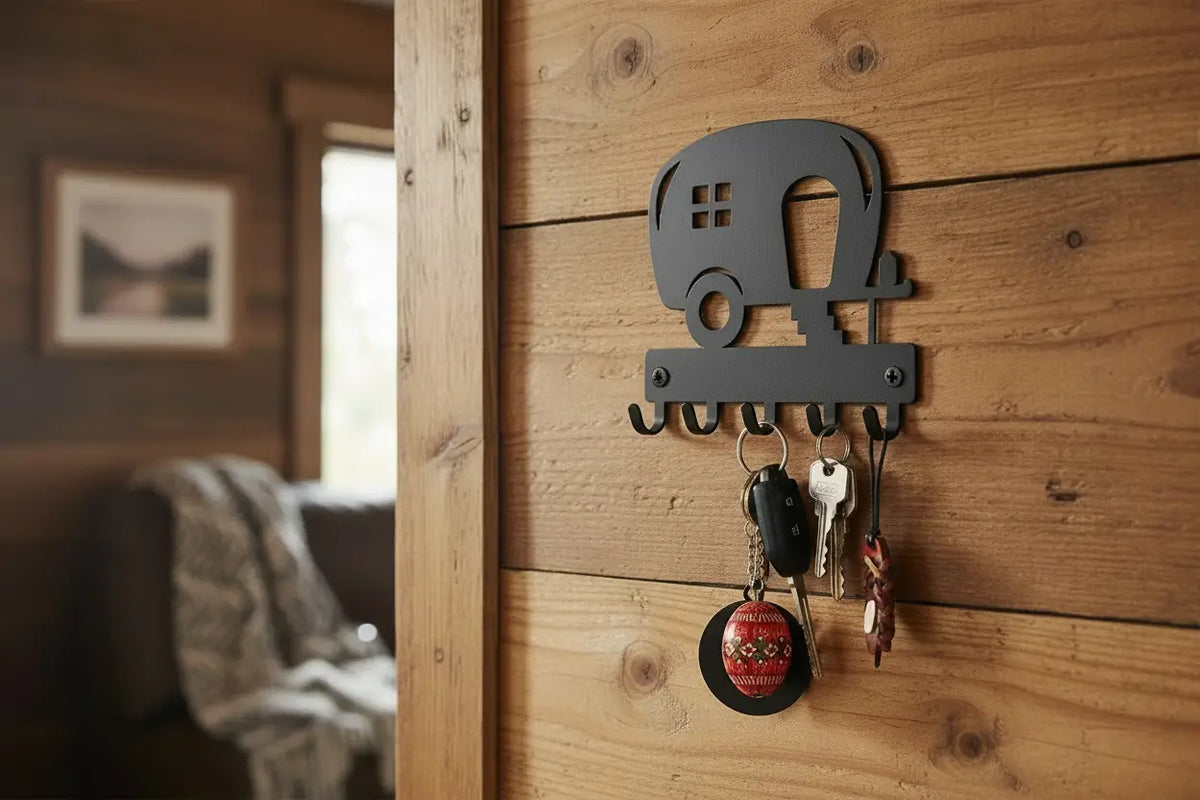 Camper Key Holder with 5 Hooks -  Organize Your Adventures