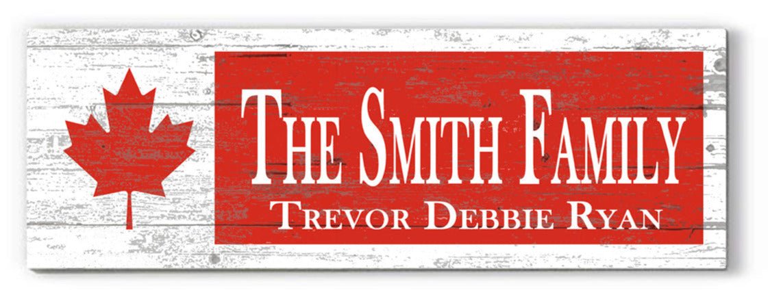 Canadian Flag Family Sign Custom Name and Established Date