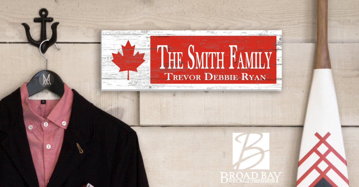Canadian Flag Family Sign Custom Name and Established Date