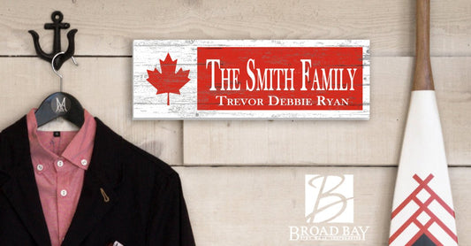 Canadian Flag Family Sign Custom Name and Established Date