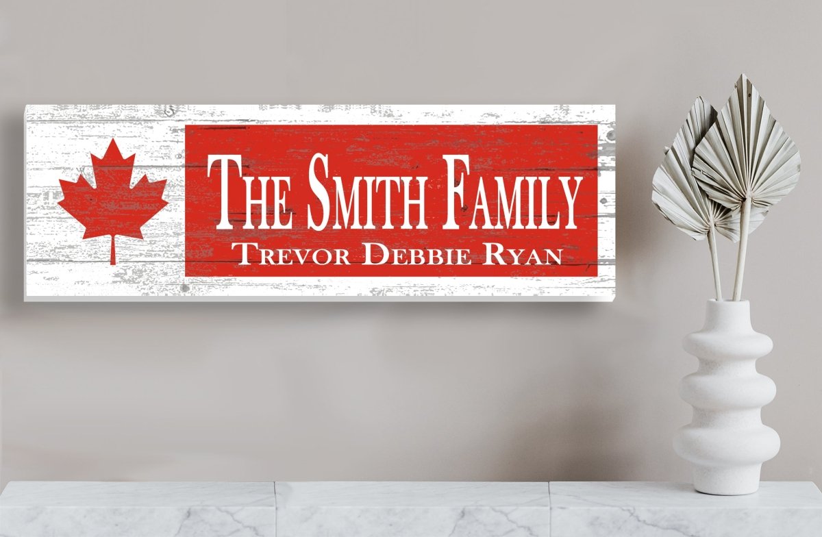 Canadian Flag Family Sign Custom Name and Established Date