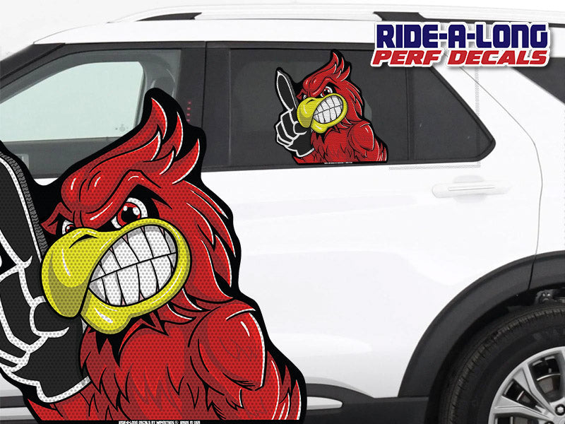 Cardinal Mascot #1 Foam Finger *RIDE A LONG* Perforated Decal