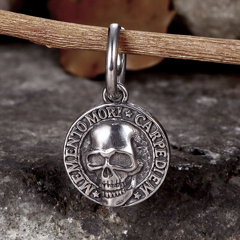 Carpe Diem Skull Stainless Steel Earrings