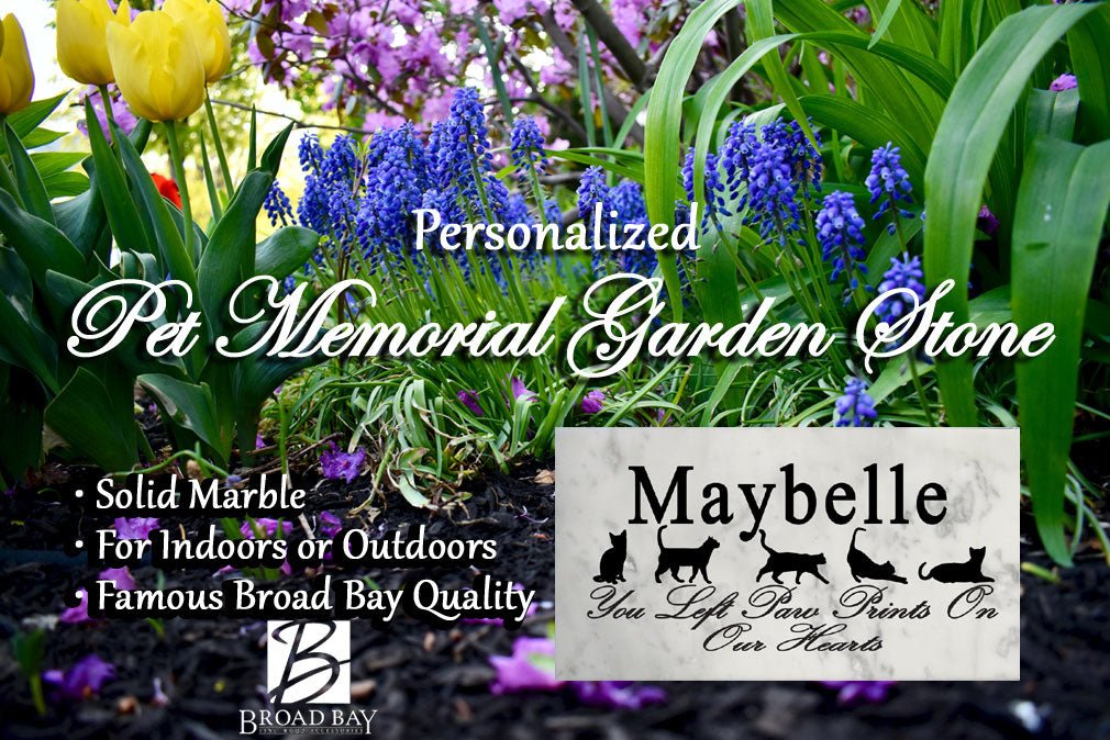 Cat Memorial Plaque – Personalized “You Left Paw Prints On Our Hearts” Marble Tribute with Name